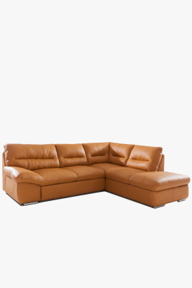 Ecksofa William aus echtem Leder Amber mit Schlaf- &